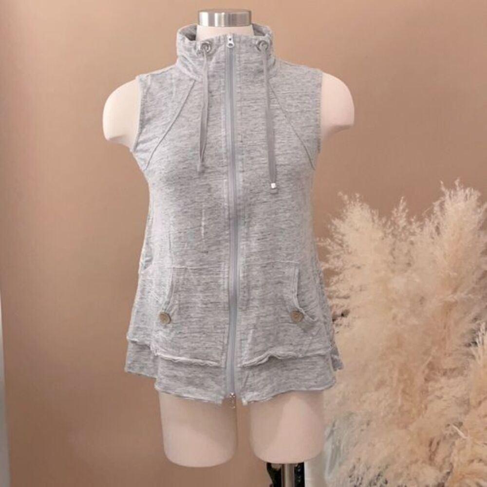 Neon Buddha Grey Marl Zip Up Lagen Look Active Vest Womens Size S